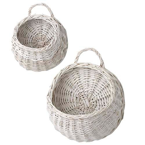 White Wicker Hanging Basket Set Johnson Florist