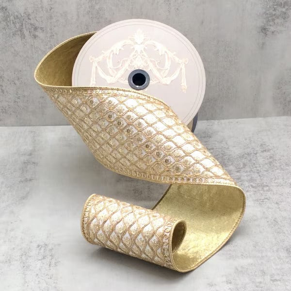 D. Stevens Winter White Dupioni Gold Bullion Trim Ribbon – Johnson Florist