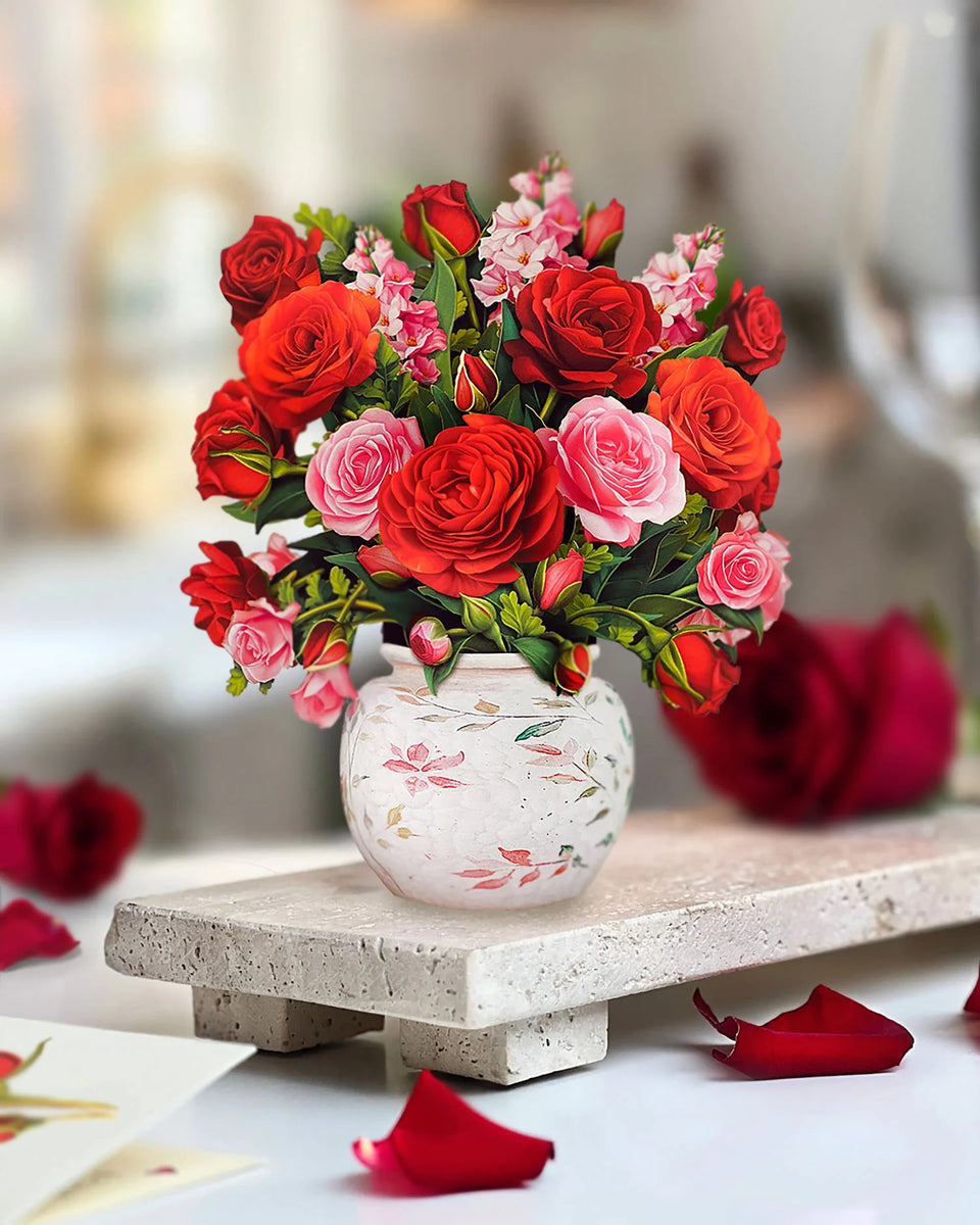 Mini Blooming Roses Pop Up Card – Johnson Florist